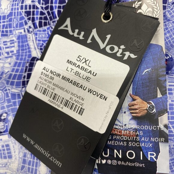 Au Noir Men’s Mirabeau Grid Pattern Button-Up Shirt  Light Blue - Picture 2 of 15